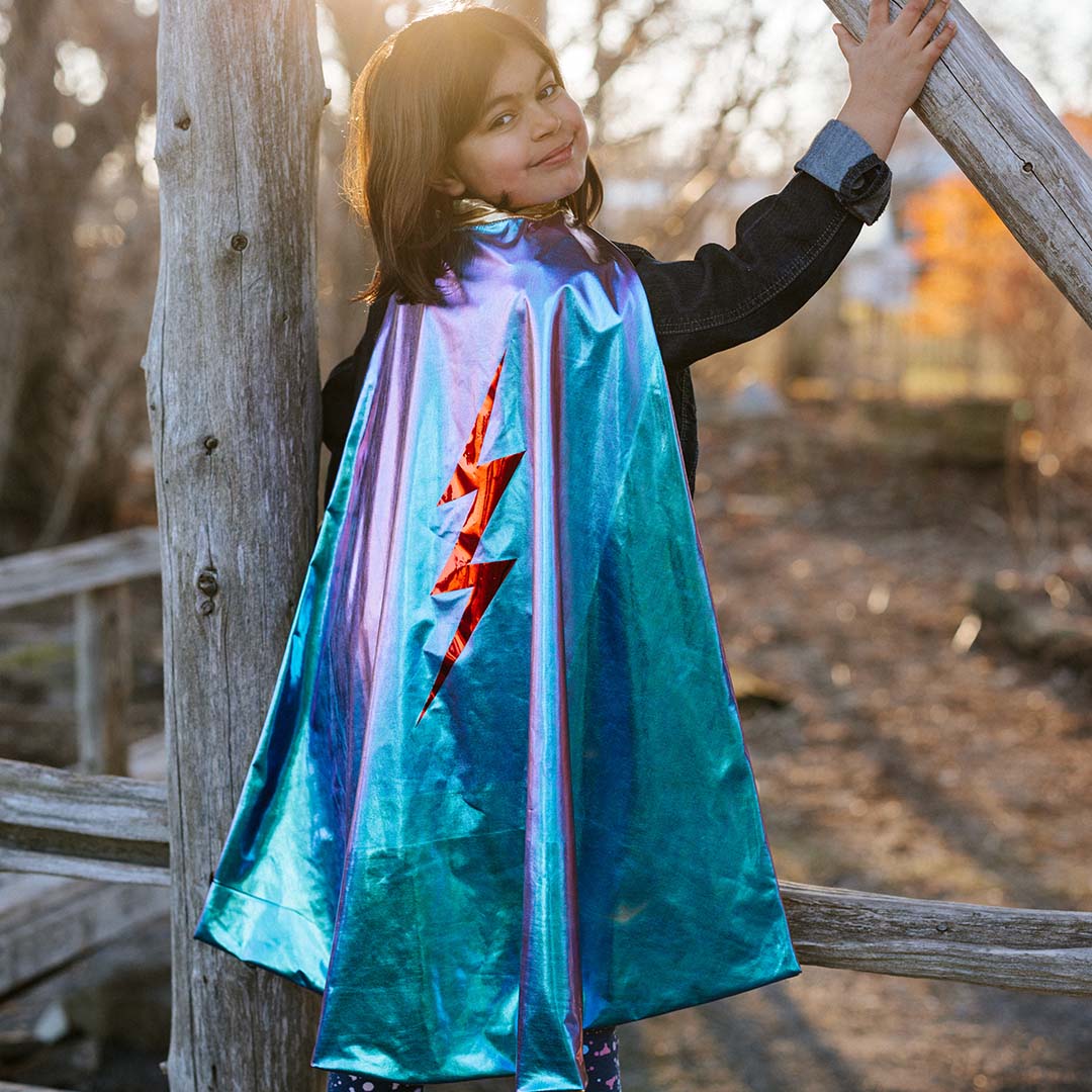 great pretenders omkeerbare verkleedcape bliksem - blauw - 4-6 jaar | 55785 | 2