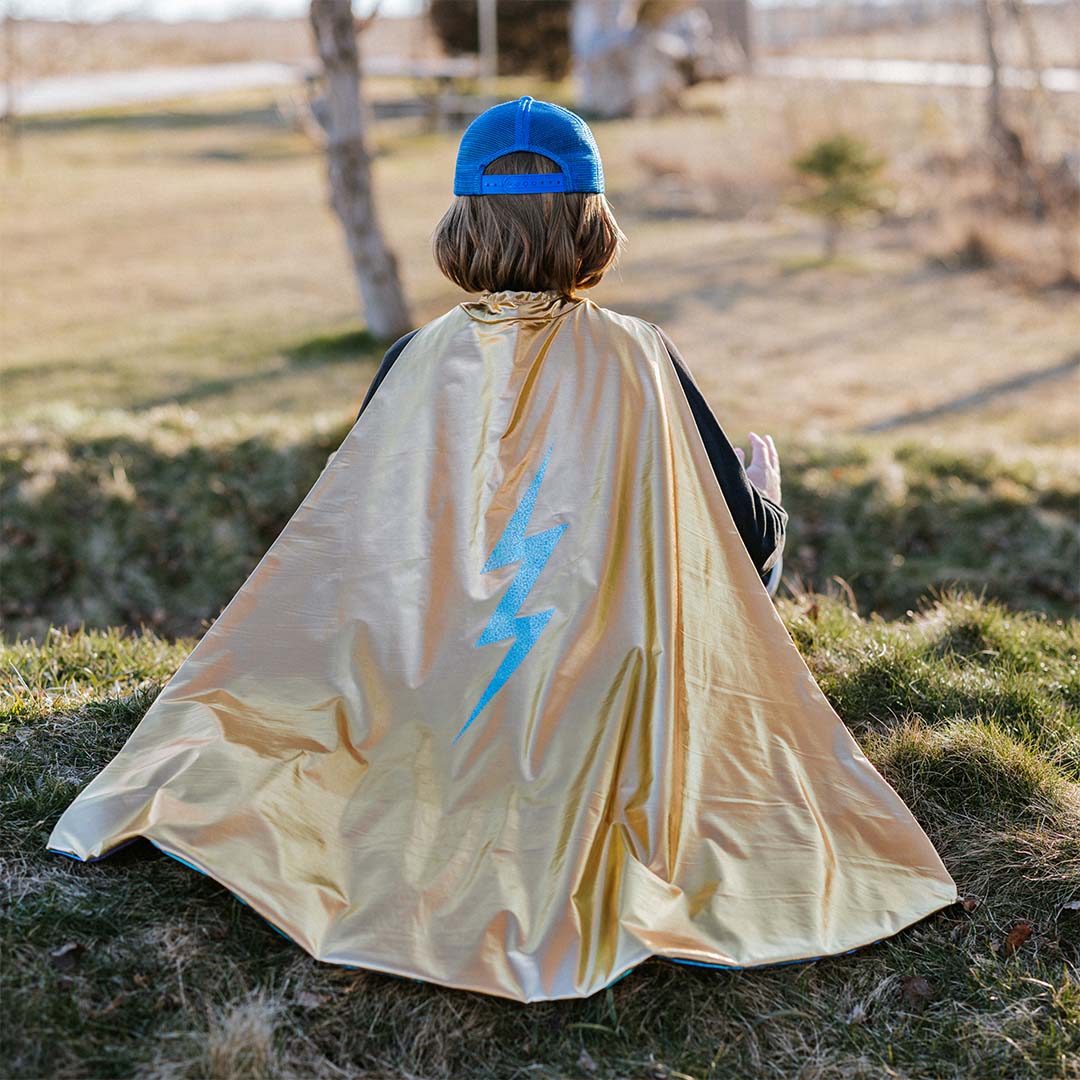 great pretenders omkeerbare verkleedcape bliksem - blauw - 4-6 jaar | 55785 | 3