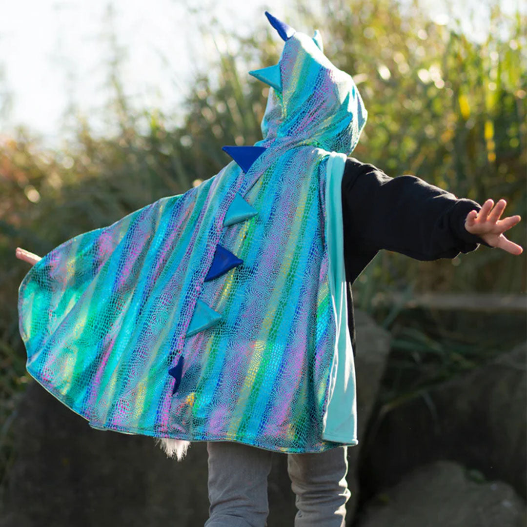 great pretenders omkeerbare verkleedcape eenhoorn en draak blauw - 4-6 jaar | 52185 | 3