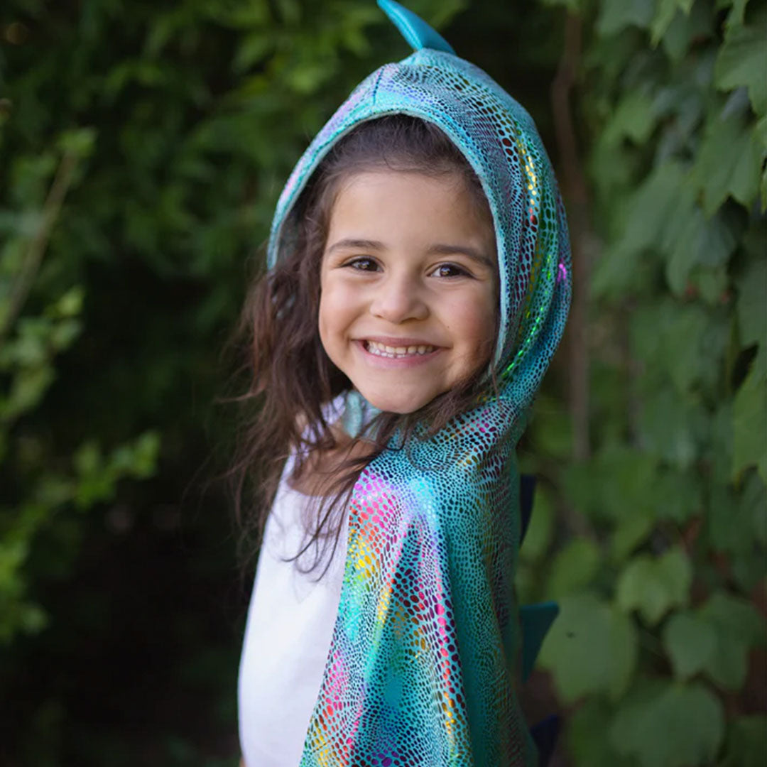 great pretenders omkeerbare verkleedcape eenhoorn en draak blauw - 4-6 jaar | 52185 | 4
