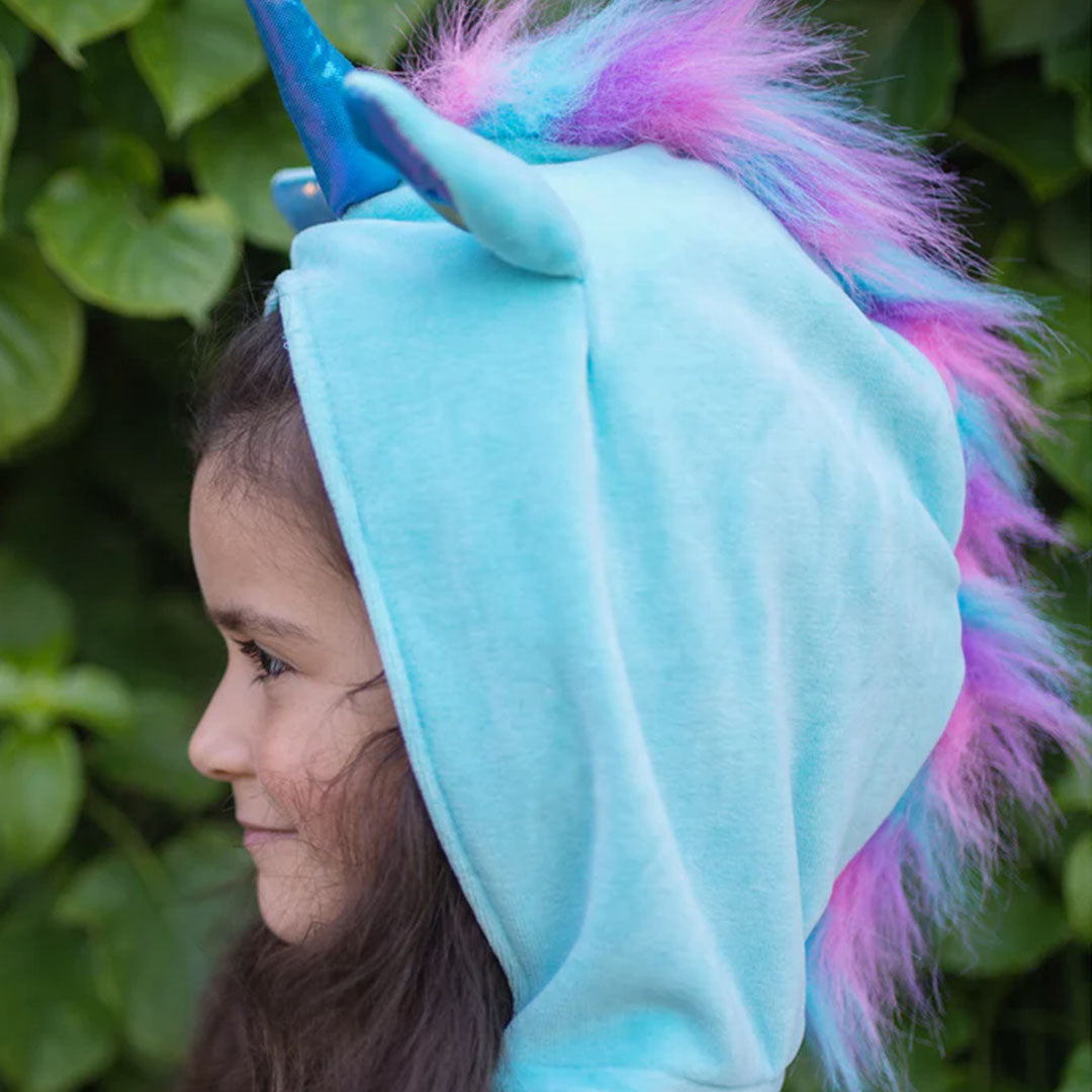 great pretenders omkeerbare verkleedcape eenhoorn en draak blauw - 4-6 jaar | 52185 | 5