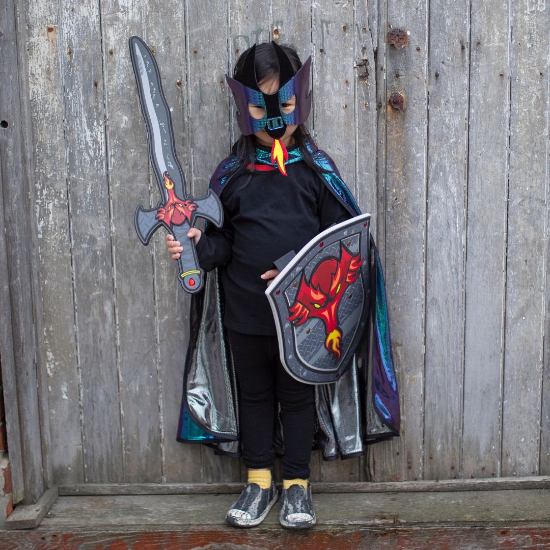 great pretenders omkeerbare verkleedcape & masker dragon knight - 5-6 jaar | 57405 | 1