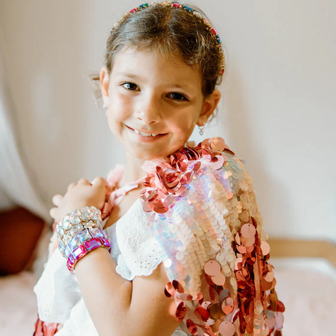 great pretenders verkleedcape 5th avenue pailletten roze - 4-6 jaar | 51345 | 1