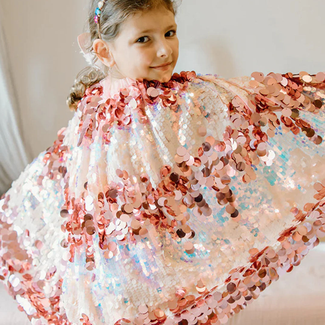 great pretenders verkleedcape 5th avenue pailletten roze - 4-6 jaar | 51345 | 2