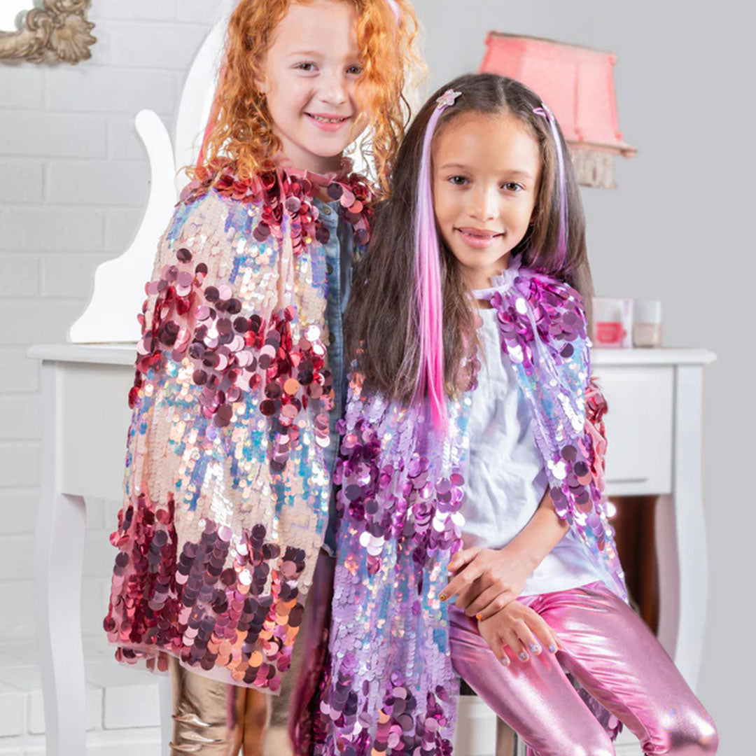 great pretenders verkleedcape 5th avenue pailletten roze - 4-6 jaar | 51345 | 4