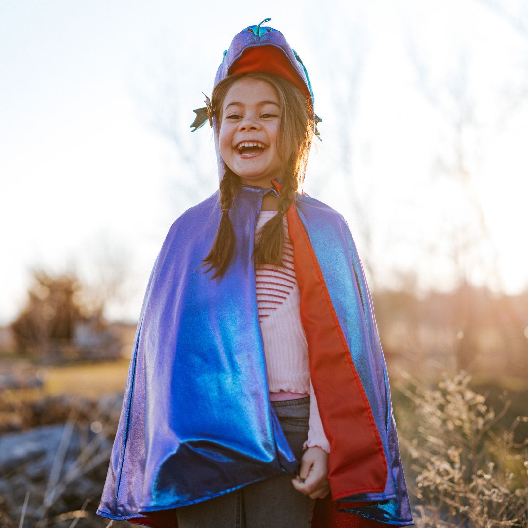 great pretenders verkleedcape draak azure metallic - 5-6 jaar | 57185 | 3