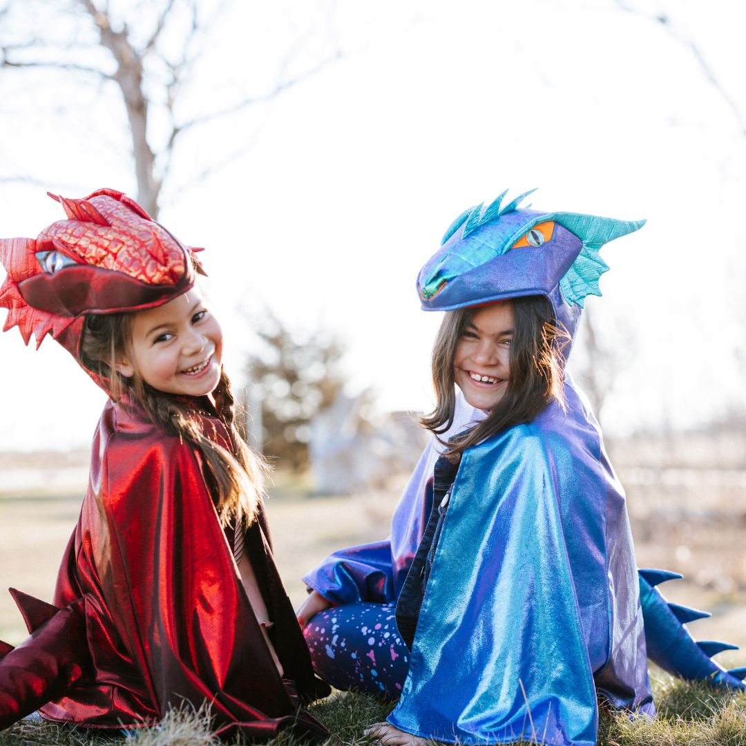 great pretenders verkleedcape draak azure metallic - 5-6 jaar | 57185 | 5
