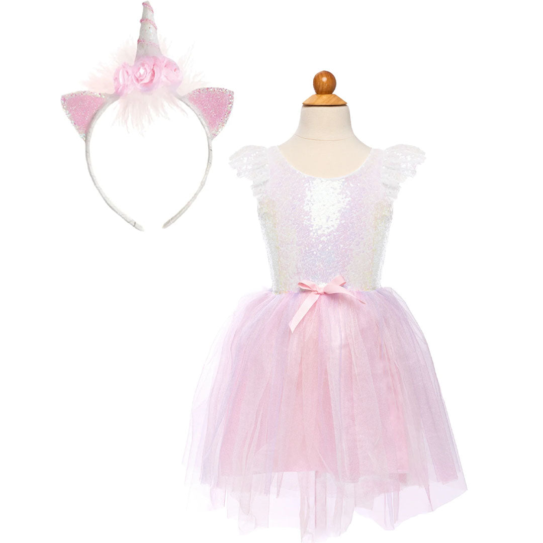 great pretenders verkleedjurk eenhoorn met diadeem - 4-6 jaar | 30725 | 0