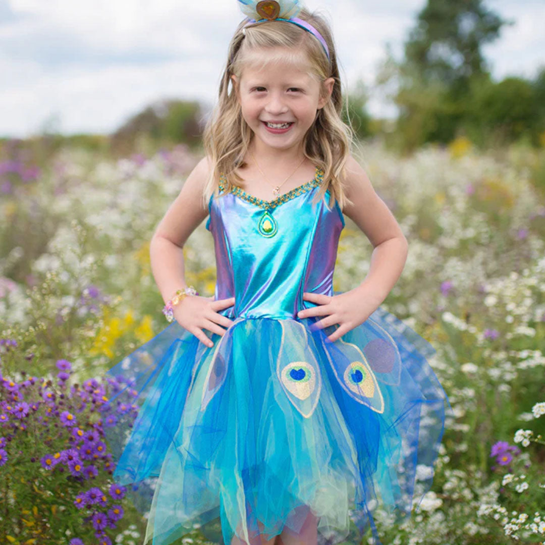 great pretenders verkleedjurk pauw met diadeem - 4-6 jaar | 34885 | 2