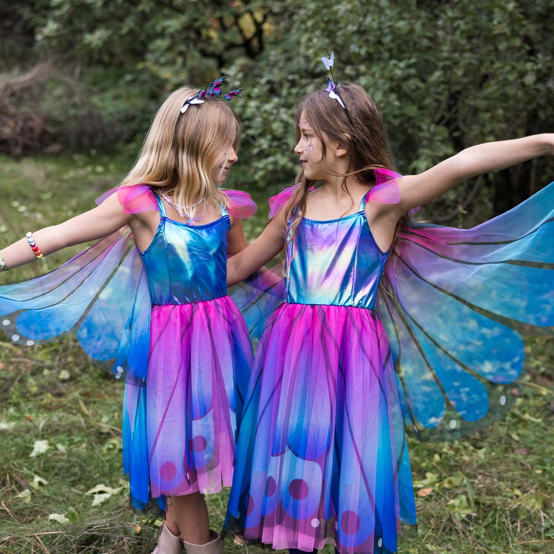 great pretenders verkleedjurk vlinder met vleugels blauw - 4-6 jaar | 32545 | 4