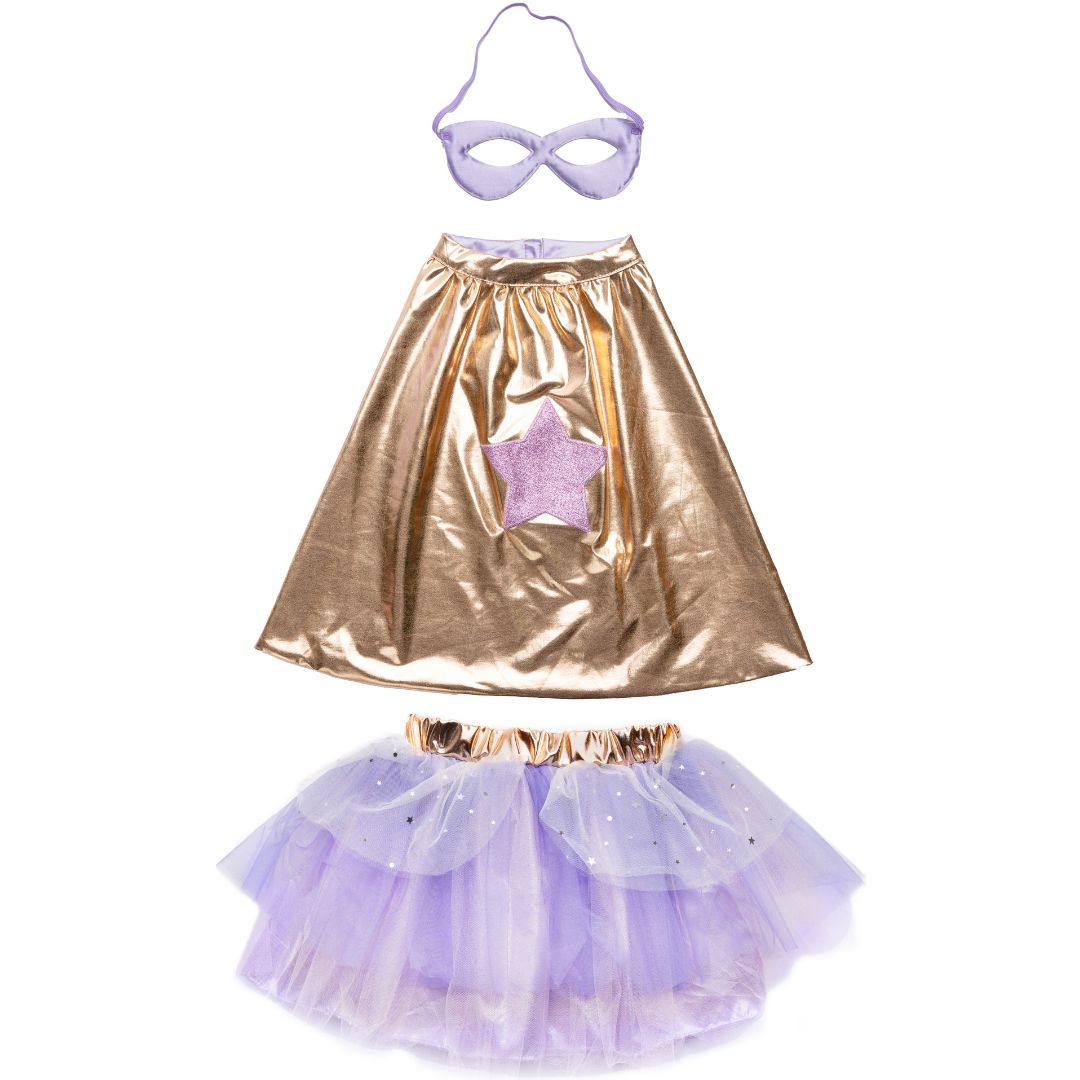 great pretenders verkleedrok met cape en masker gold - 4-6 jaar | 67835 | 5