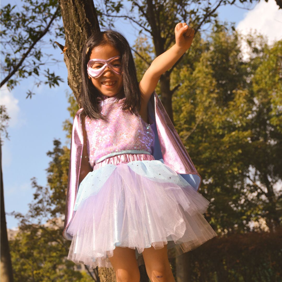 great pretenders verkleedrok met cape en masker pink - 4-6 jaar | 67825 | 1