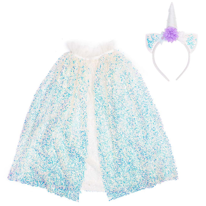 great pretenders verkleedcape eenhoorn met diadeem - 4-6 jaar | 51405 | 1