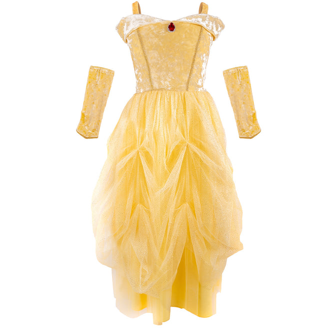 great pretenders verkleedjurk prinses - fluweel geel - 4-6 jaar | 34103 | 1