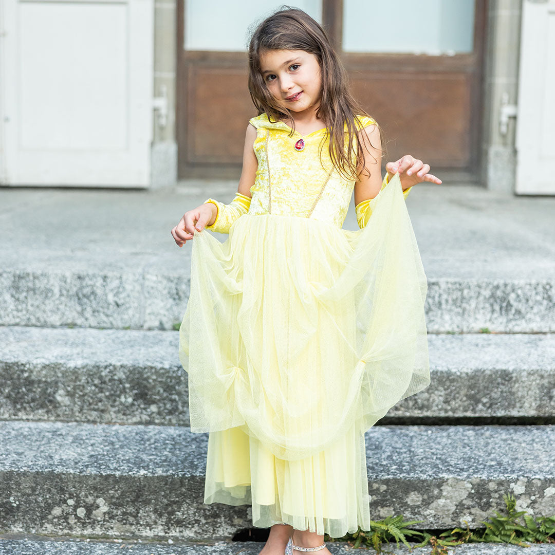 great pretenders verkleedjurk prinses - fluweel geel - 4-6 jaar | 34103 | 3