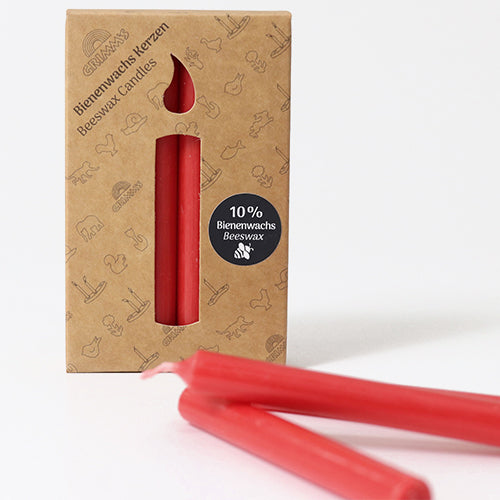grimm's 10% bijenwaskaarsjes rood - 12st | 05113 | 3