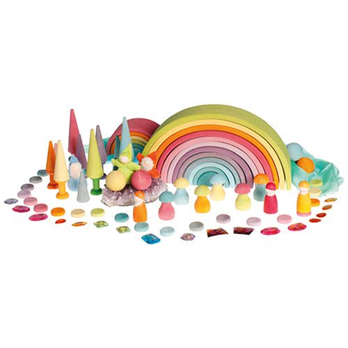 grimm's houten rijgknopen - pastel | 10318 | 1