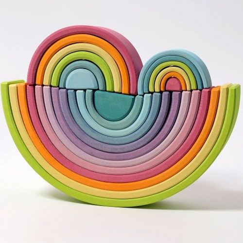 grimm's regenboog stapeltoren pastel - 6 bogen 10,5 cm | 10761 | 1