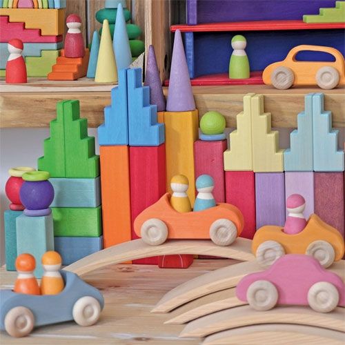 grimm's stapelblokken trap - 12st - regenboog | 42098 | 2