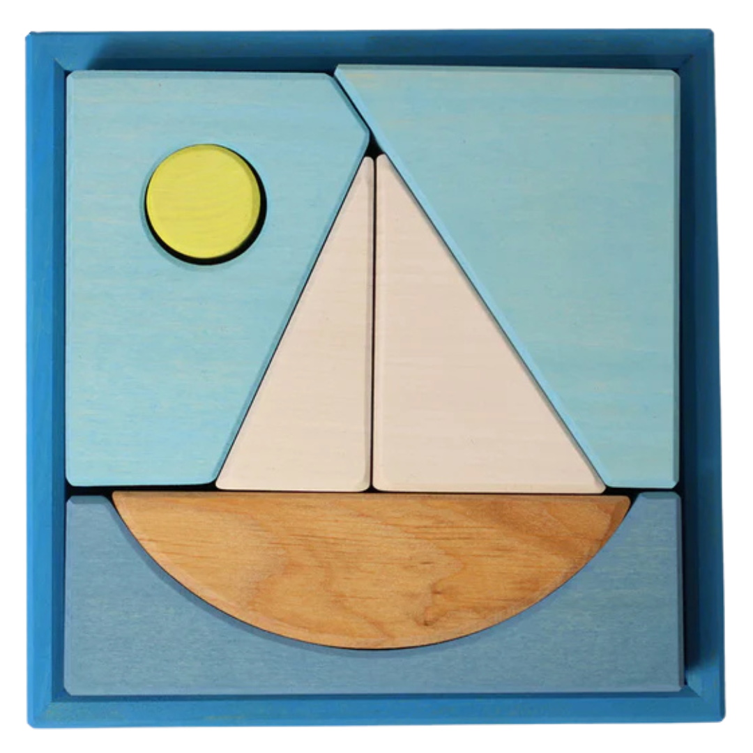 grimm's bouwblokken set - blauw - 8st | GRIM43685 | 0