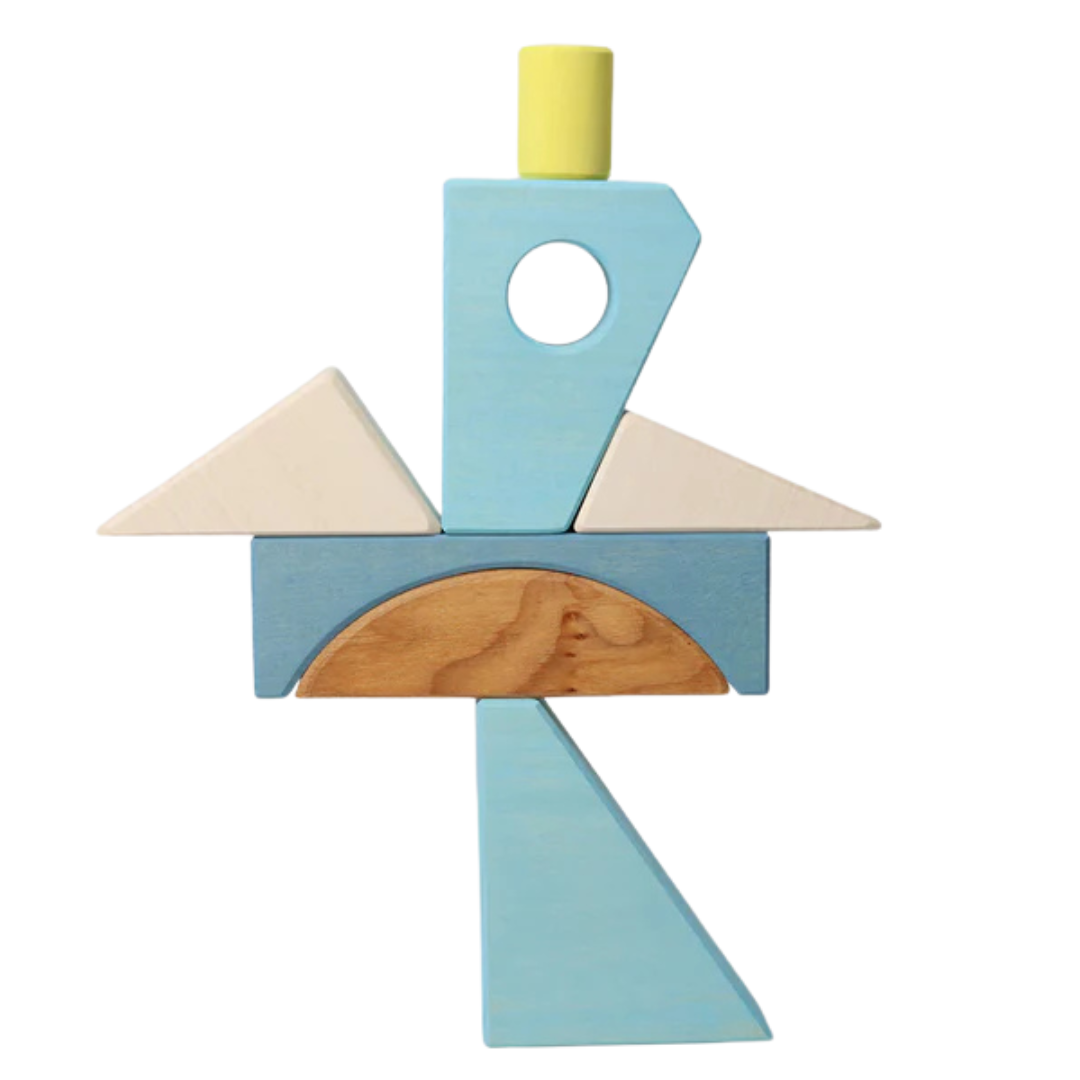 grimm's bouwblokken set - blauw - 8st | GRIM43685 | 1