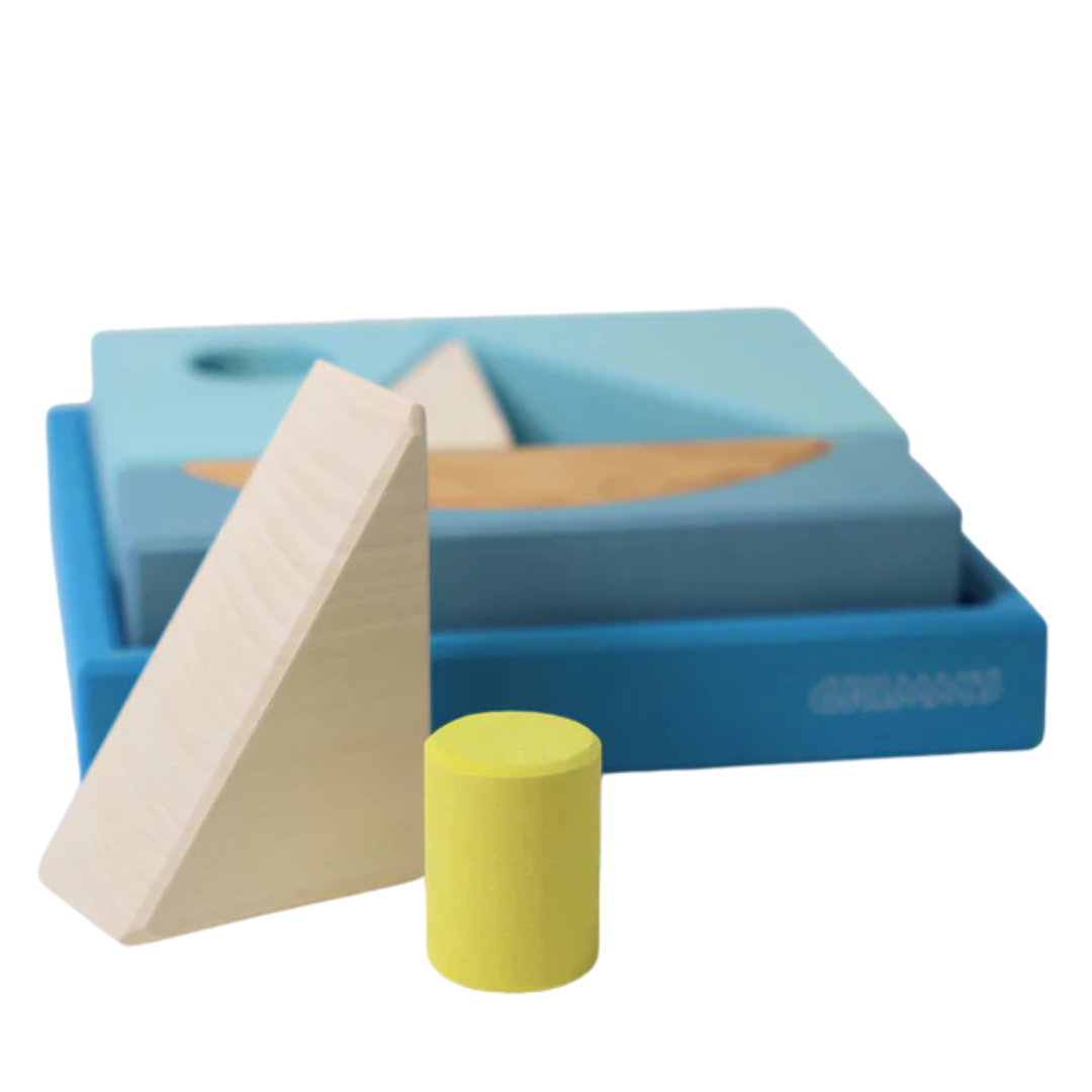 grimm's bouwblokken set - blauw - 8st | GRIM43685 | 2