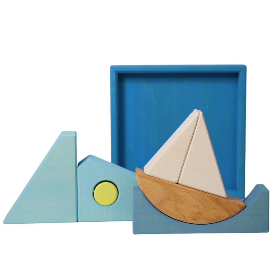 grimm's bouwblokken set - blauw - 8st | GRIM43685 | 3