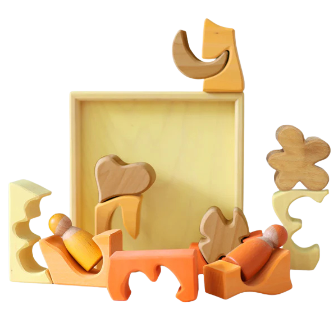 grimm's bouwblokken set - geel - 13st | GRIM43687 | 1