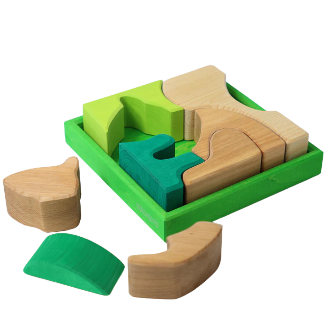 grimm's bouwblokken set - groen - 9st | GRIM43686 | 2