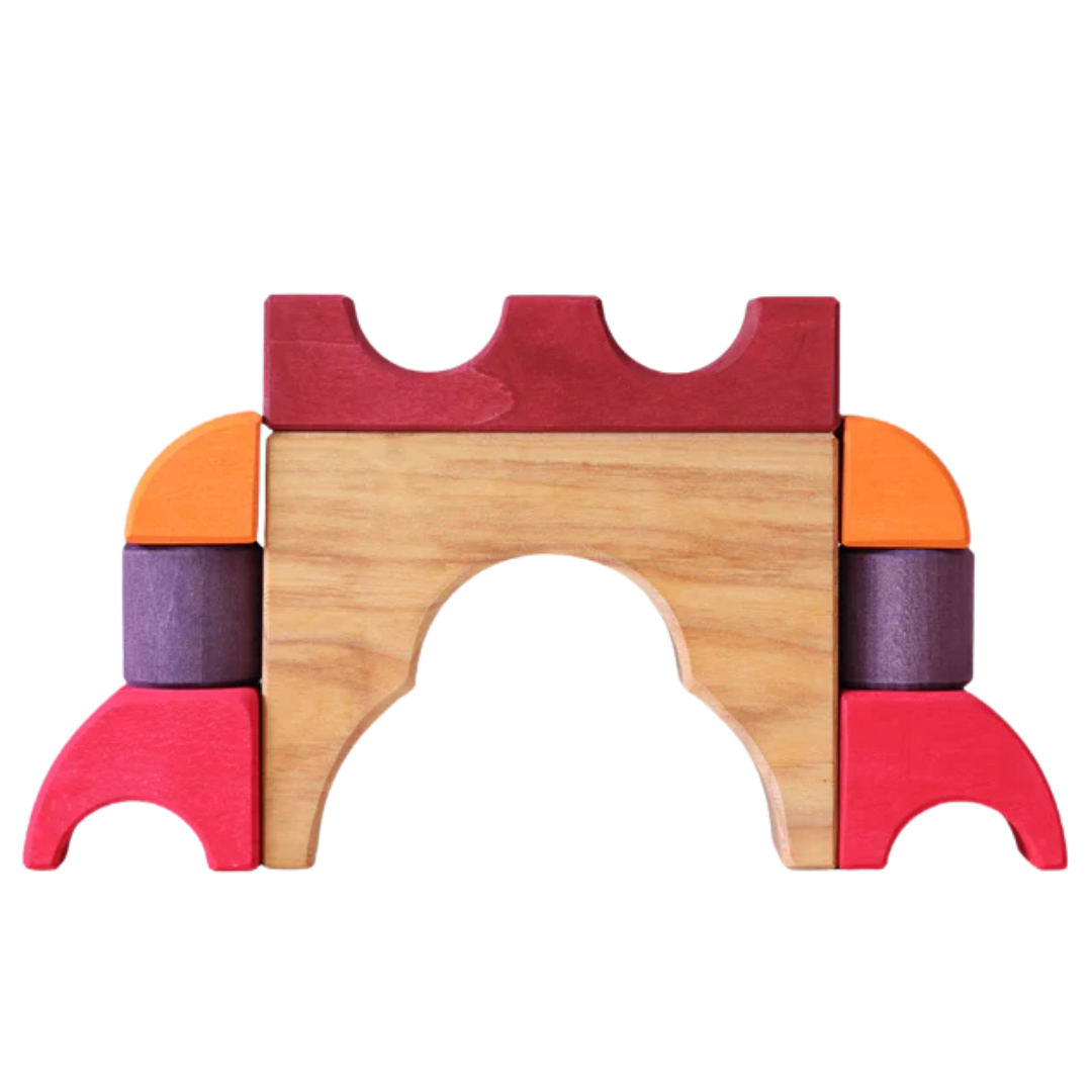 grimm's bouwblokken set - rood - 9st | GRIM43688 | 2