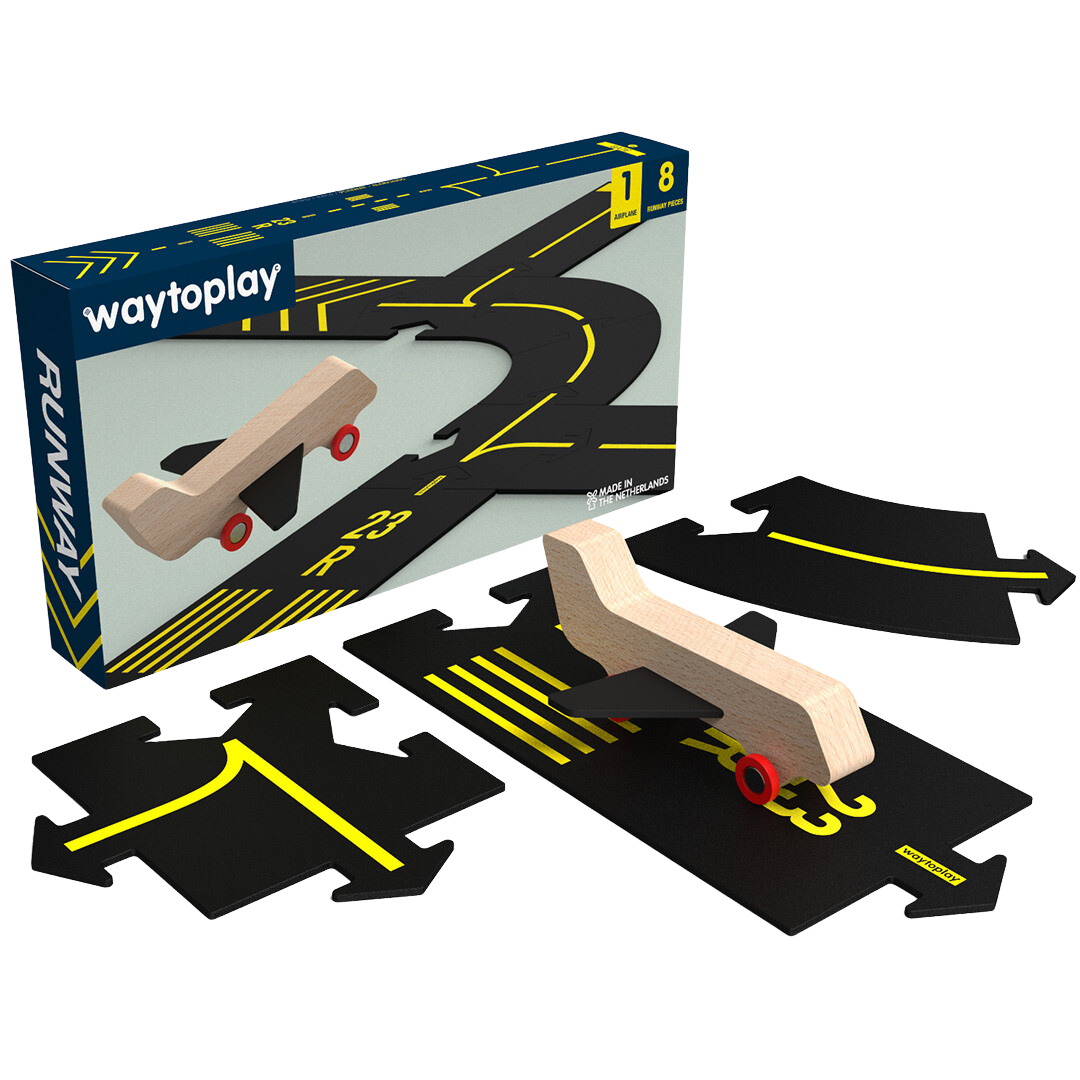 waytoplay runway vliegveld met vliegtuig - 9-delig | W2P-8RW1F | 0