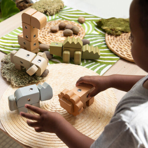 guidecraft blokken met drukknopen - dieren - 33st | G2061 | 12