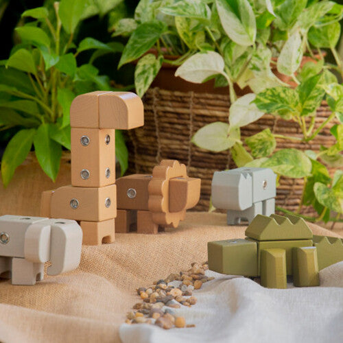 guidecraft blokken met drukknopen - dieren - 33st | G2061 | 5