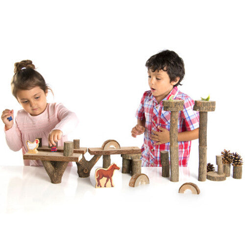 guidecraft bouwblokken met boomschors - 36st | g6770 | 5