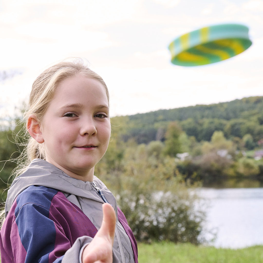 haba terra kids mini frisbee - blauw geel - 2st | 2013974001| 3