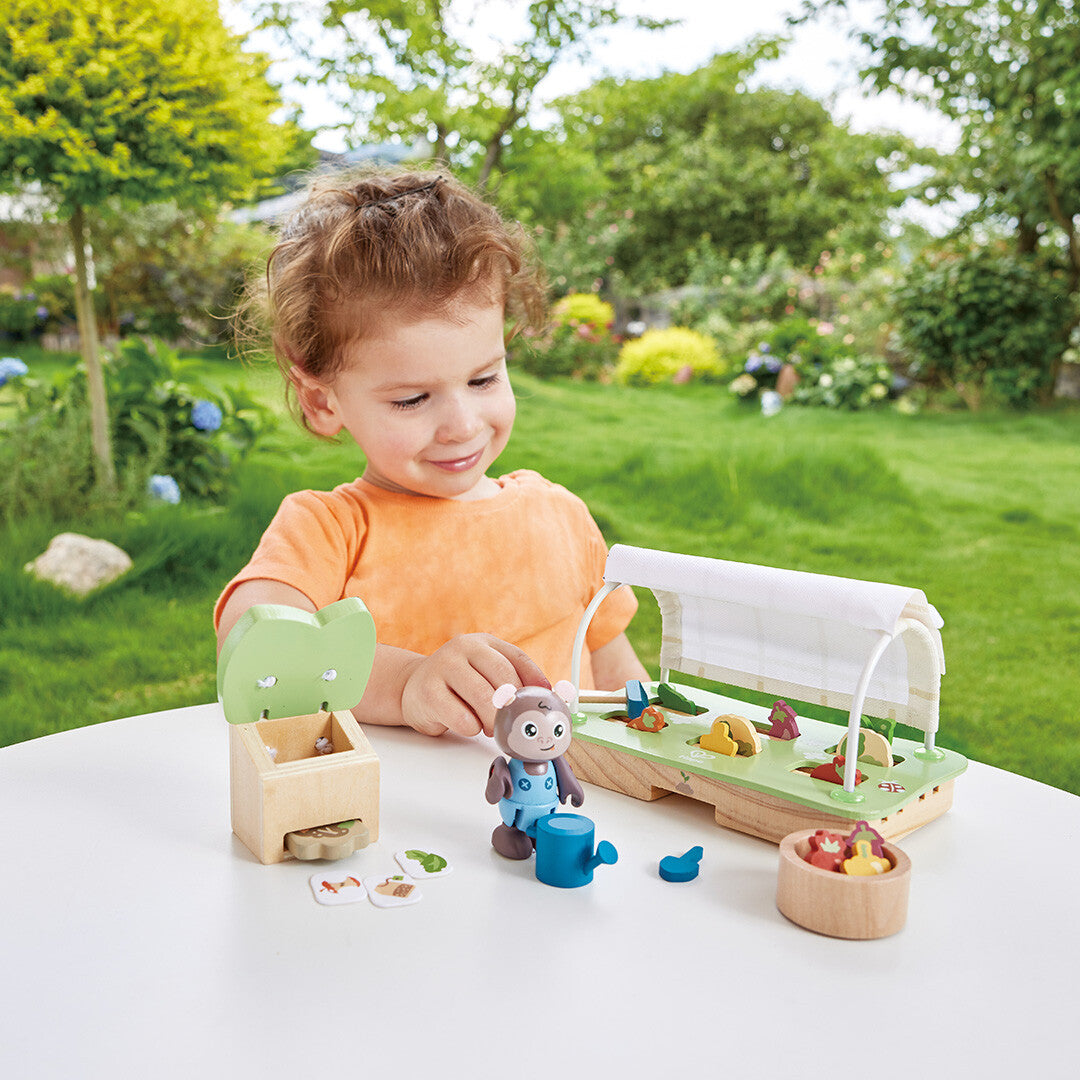 hape poppenhuis moestuin en compostbak - 30-delig | E3416 | 1