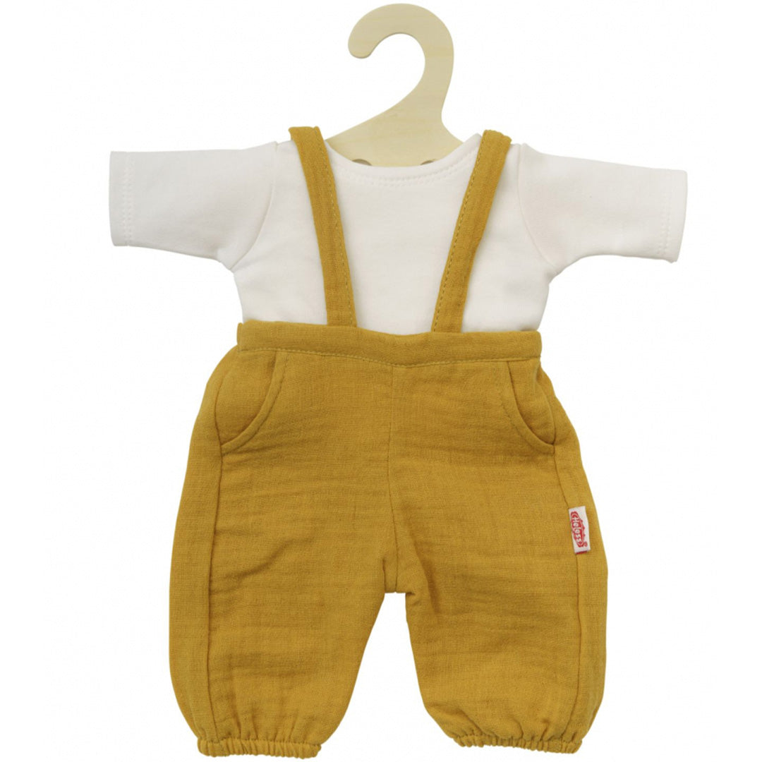 heless poppenkleding tuinbroek met t-shirt - okergeel - 35 cm | HL1415 | 0