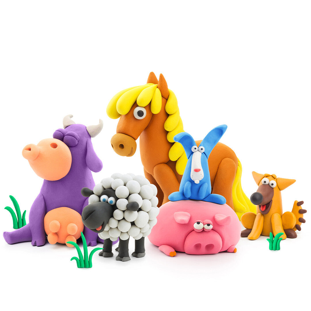 hey clay boetseerklei boerderijdieren - 6 figuren | 15012 | 1