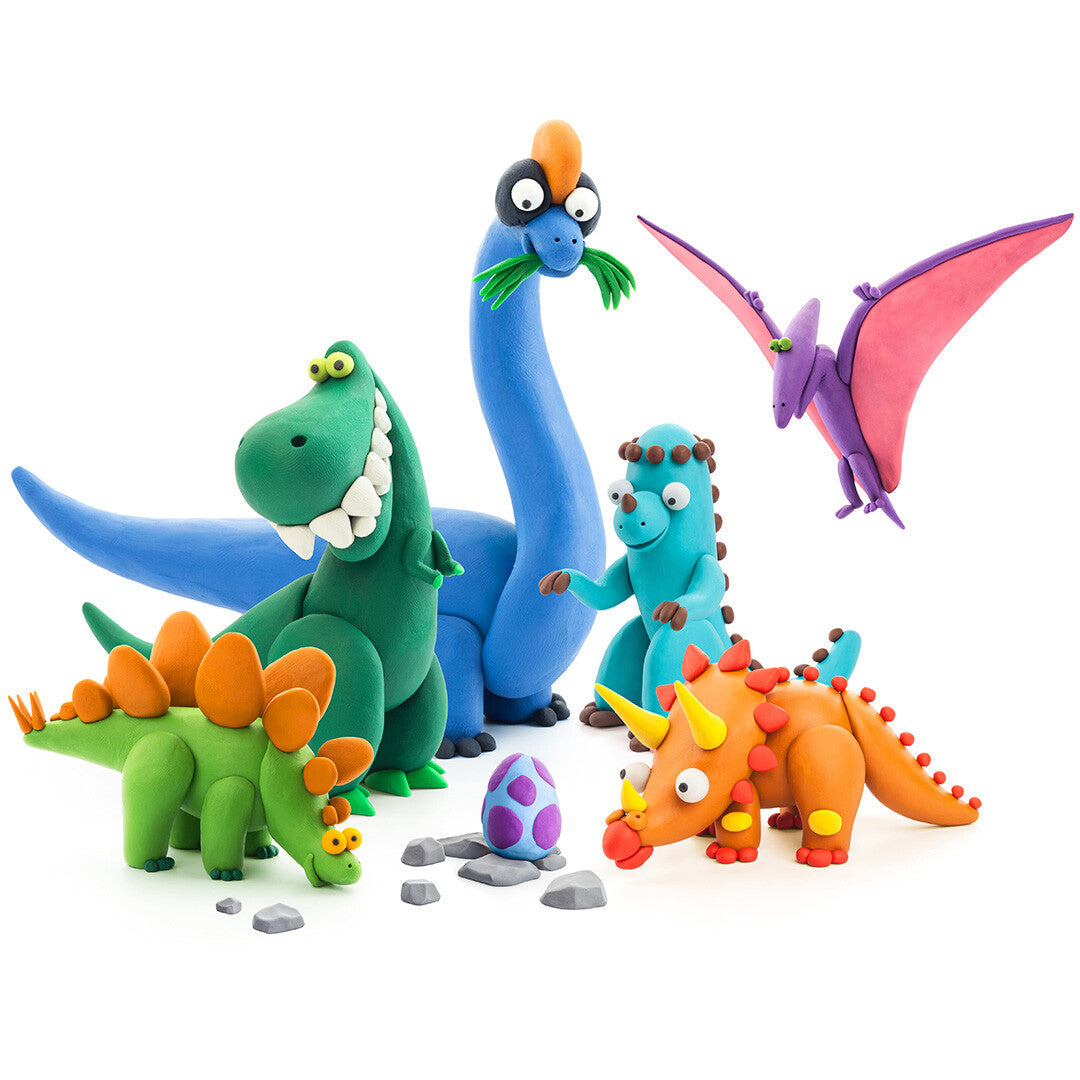 hey clay boetseerklei dino's - 6 figuren | 15016heyclay | 1