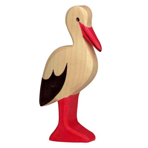 holztiger ooievaar 12 cm  | 80111 | 0