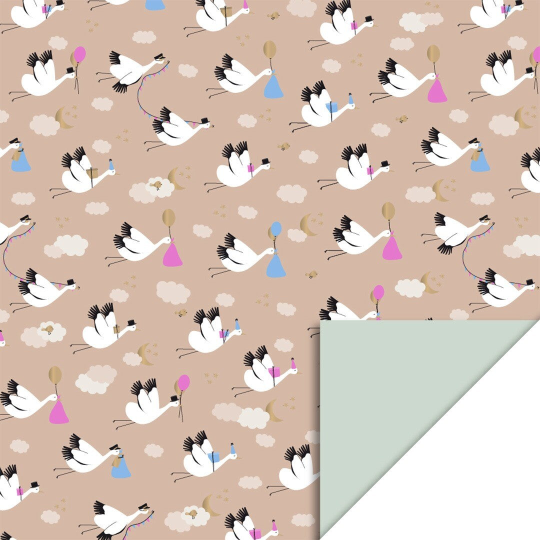 house of products inpakpapier baby bird beige - pistache - 3 m | P51.248.070 | 0