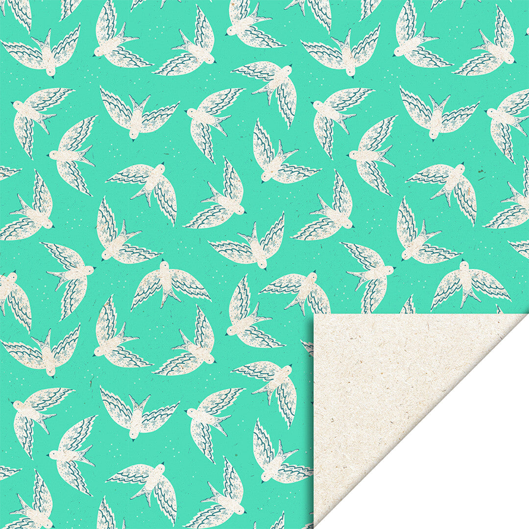 house of products inpakpapier biet vogels - mint - 3 m | P51.162.070 | 0