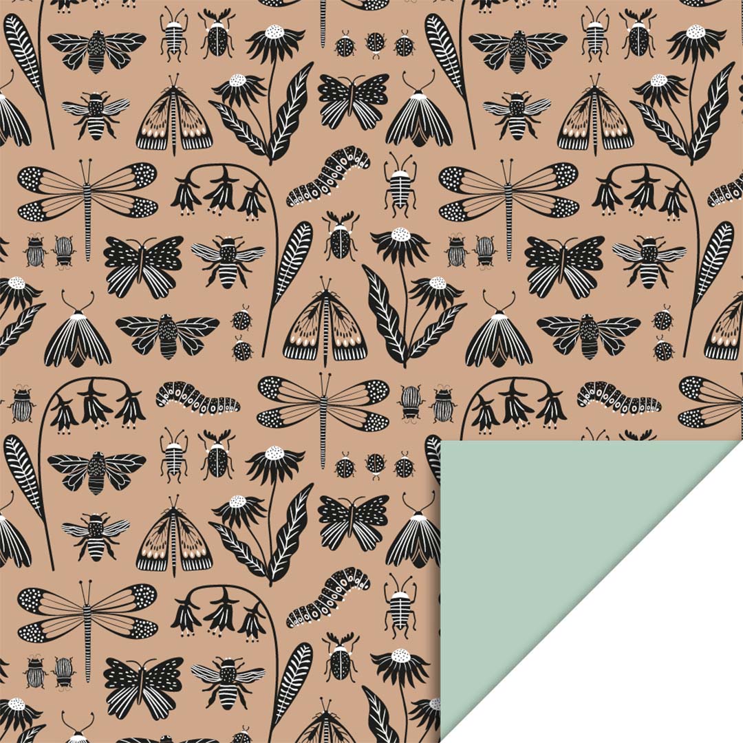 house of products inpakpapier insects taupe - pistache - 3 m | P51.273.070 | 0