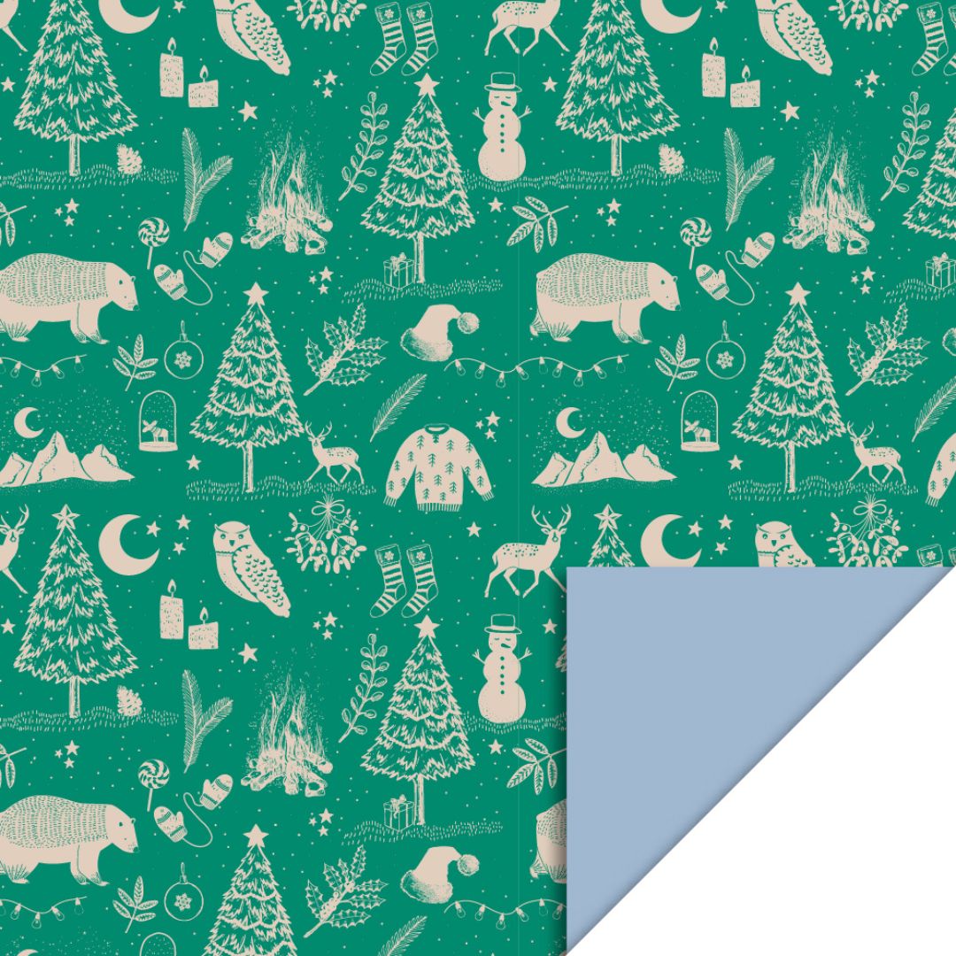 house of products inpakpapier kerst vintage green - 3 m   | P34.223.070 | 0