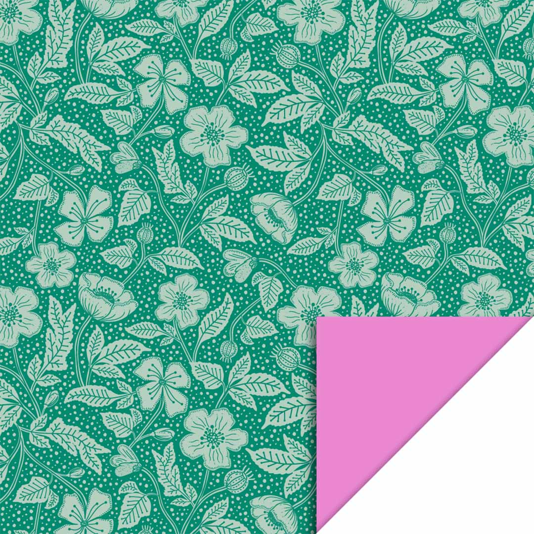 house of products inpakpapier poppy green - pink - 3 m | P51.270.070 | 0