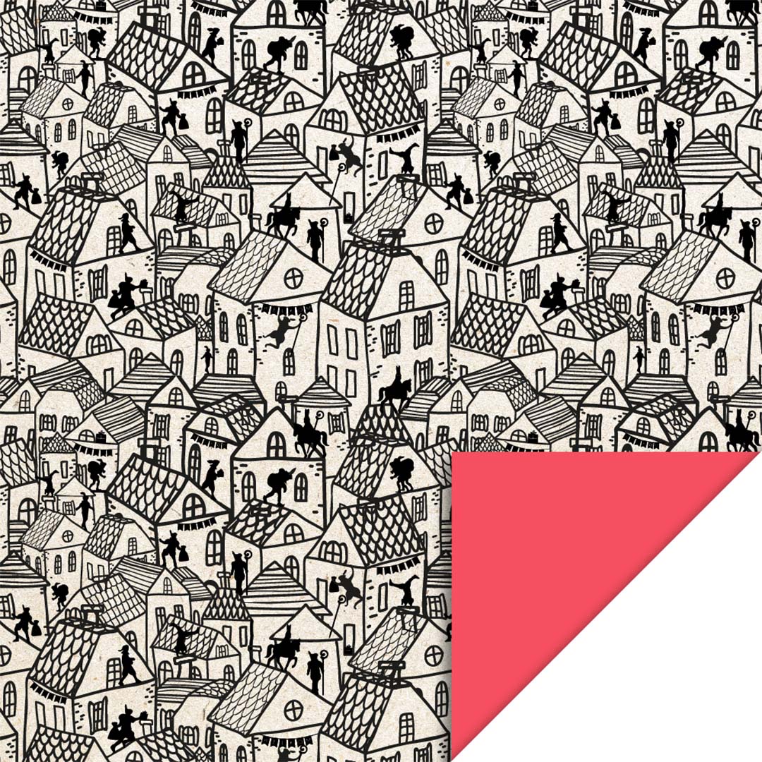 house of products inpakpapier sinterklaas dorp - red - 3 m | P34.221.070 | 0