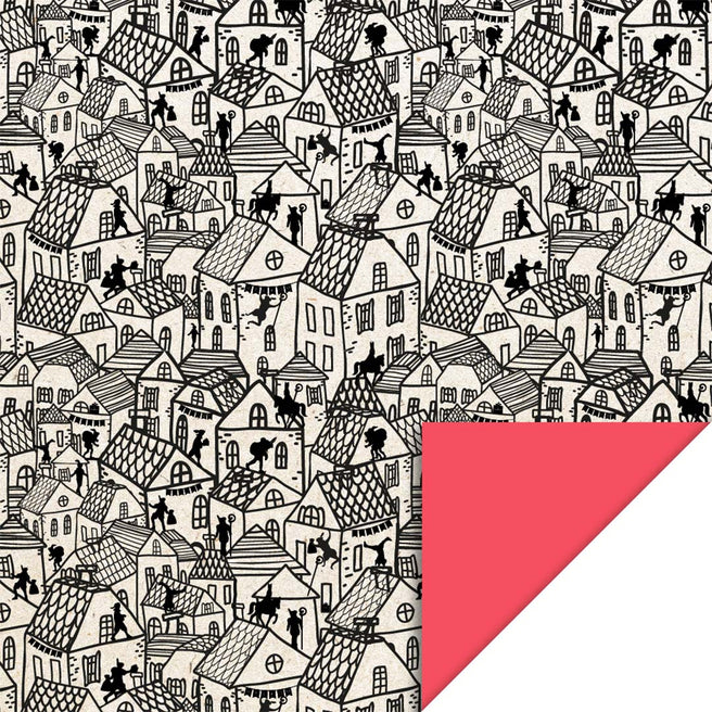 house of products inpakpapier sinterklaas dorp - red - 3 m | P34.221.070 | 0