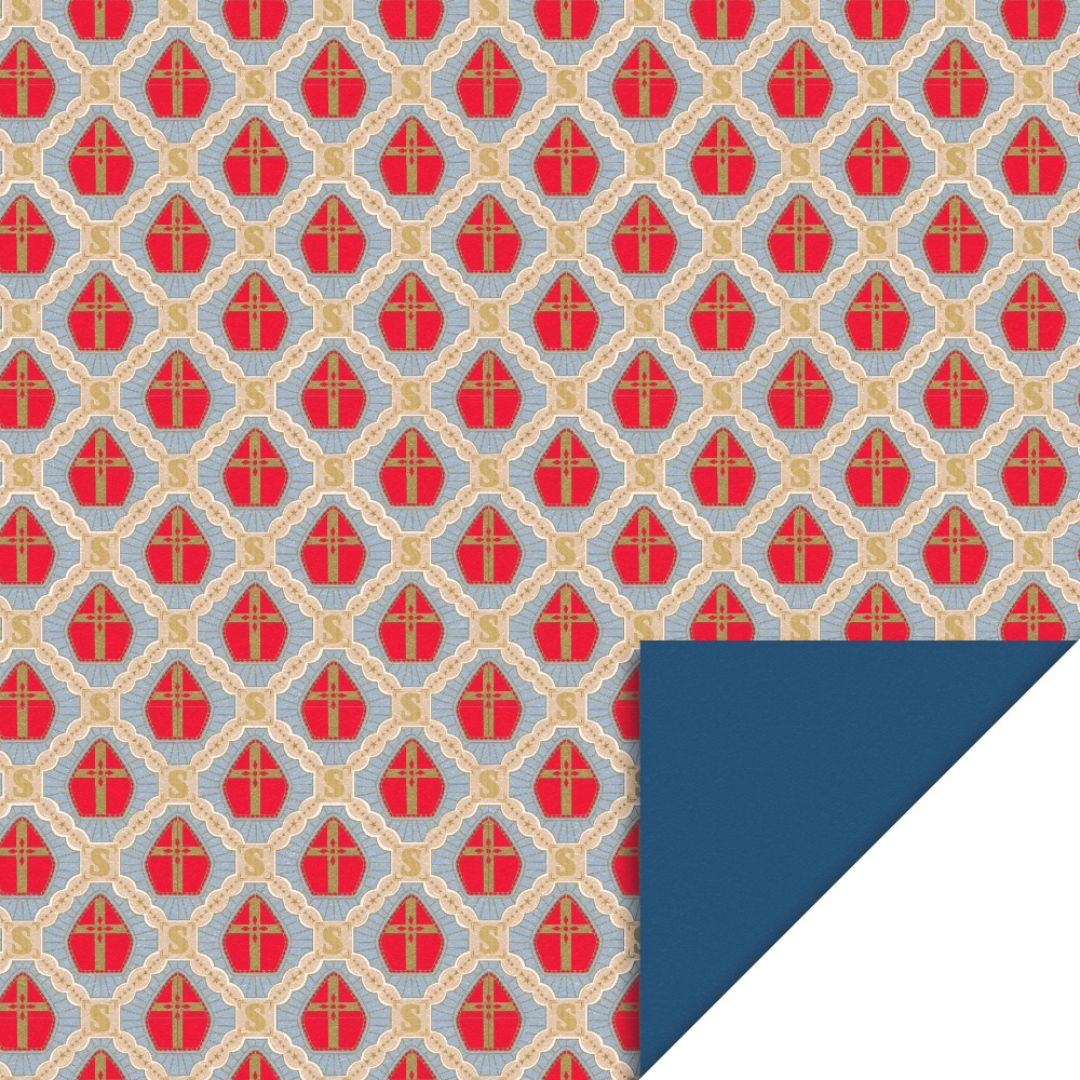 house of products inpakpapier sinterklaas mijter blue - dark blue - 3 m  | P34.203.070 | 0
