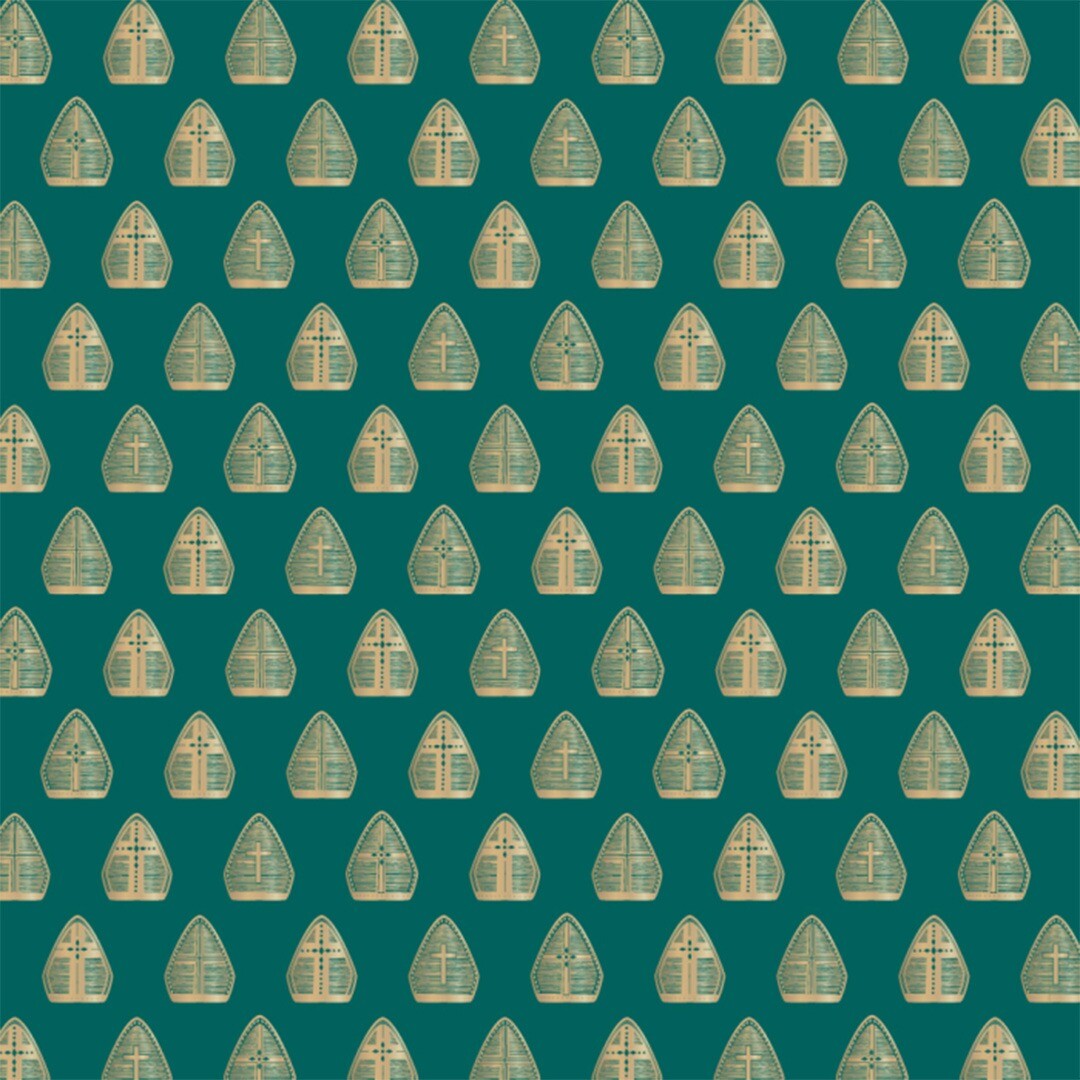 house of products inpakpapier sinterklaas mijter blue - gold - 3 m   | P34.017.070 | 0
