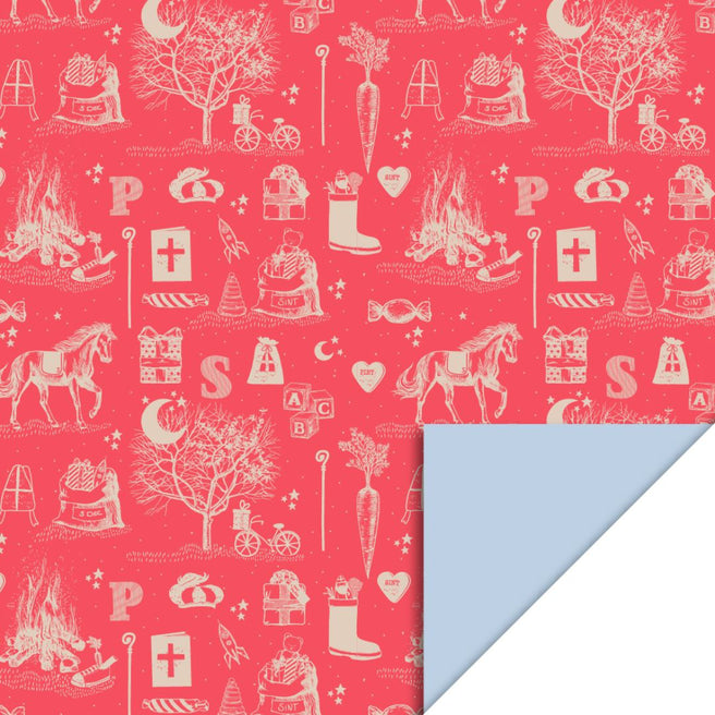 house of products inpakpapier sinterklaas vintage red - 3 m   | P34.114.070 | 0